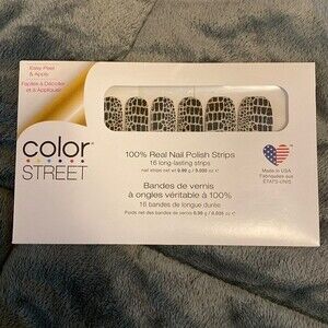 Color street Nail Polish Strips Black with Silver Sparkle Glitter